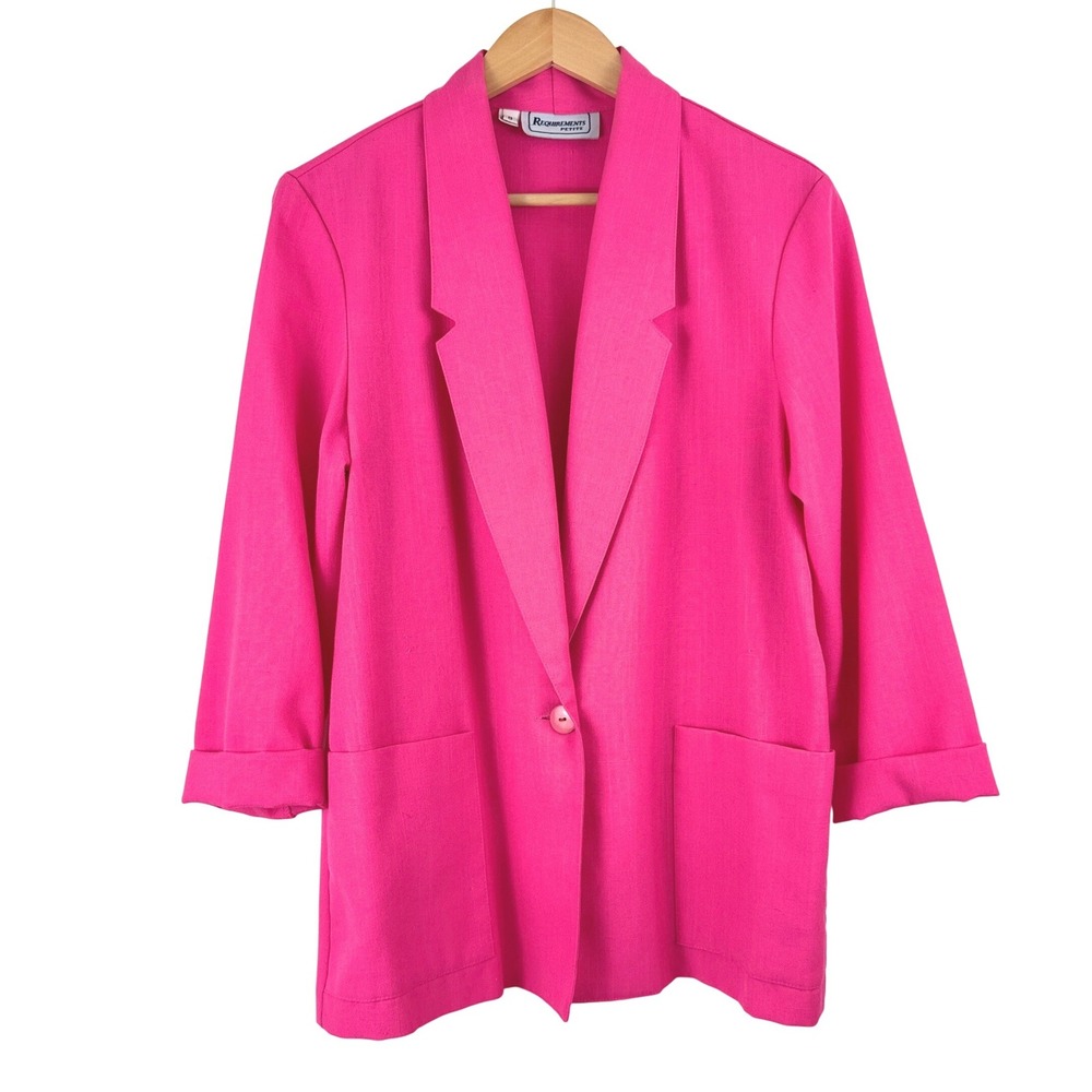 Vintage Requirements Petite Hot Pink Blazer Made in USA 80s 90s Careercore 8P